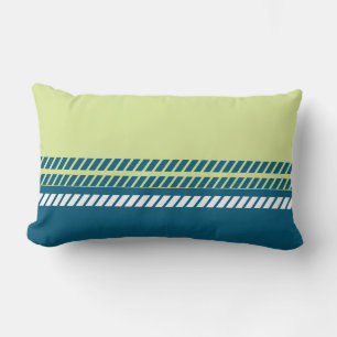 Coussin Rectangle Turquoise et Vert Citron Classiques avec Rayures
