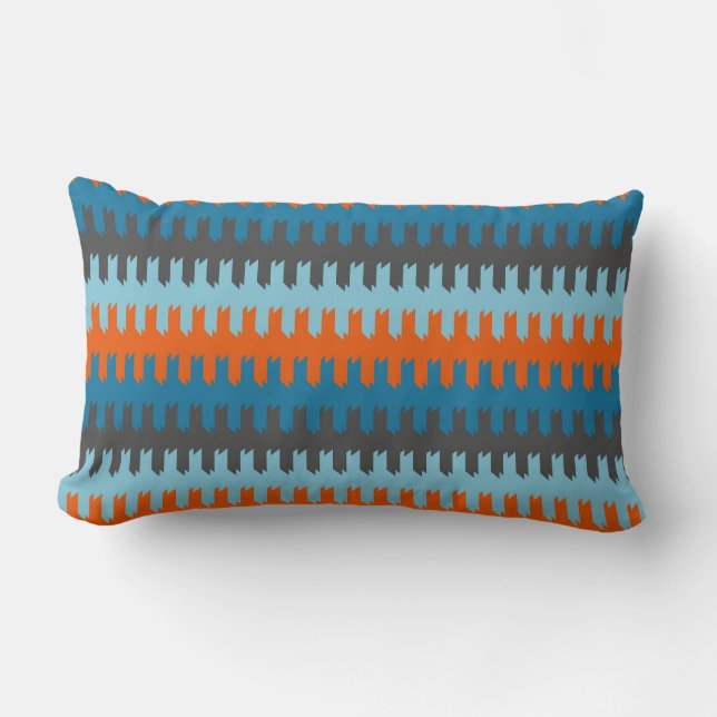 Coussin Rectangle Turquoise, gris et orange motif (Recto)