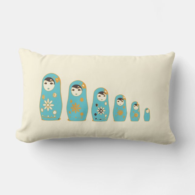 Coussin Rectangle Turquoise Matryoshka (Recto)