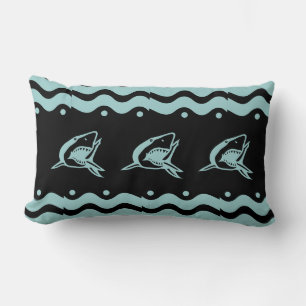 Coussin Rectangle turquoise poudre bleu requin noir