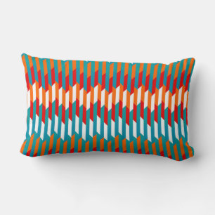 Coussin Rectangle Turquoise, rouge, blanche et orange géométrique