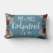 Coussin Rectangle Turquoise Vert, Beige, Bourgogne Mariages Roses No (Recto)