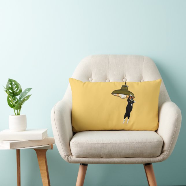 Coussin Rectangle Tuxedo Chat suspendu sur la lampe (Chaise)