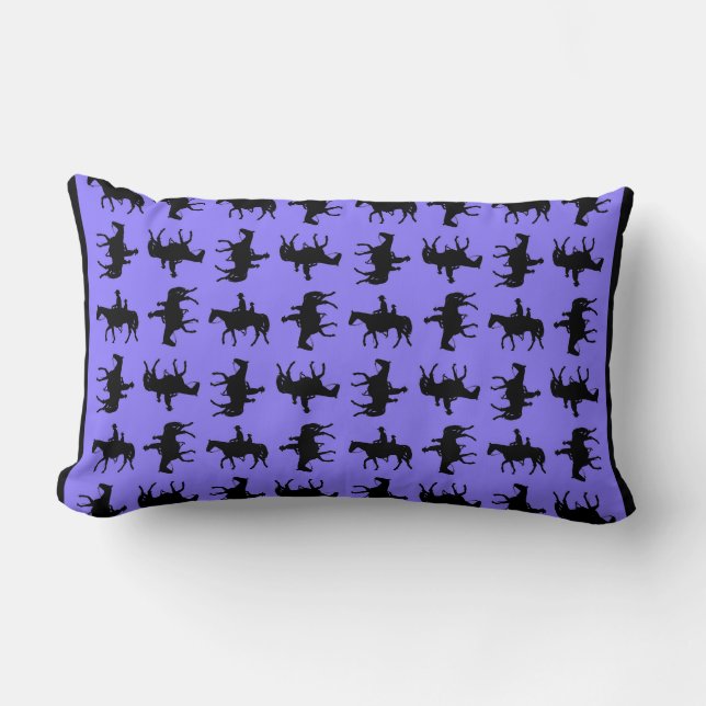 Coussin Rectangle Two Cowboys on Horseback Silhouettes - Periwinkle (Recto)