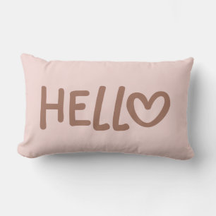 Coussin Rectangle Typographie Cœur Fantaisiste Mocha Bonjour