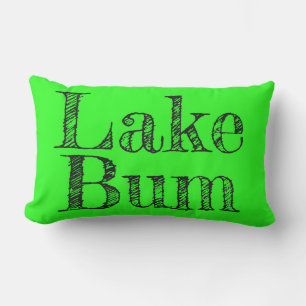 Coussin Rectangle Typographie cool lime vert et noir LAKE BUM