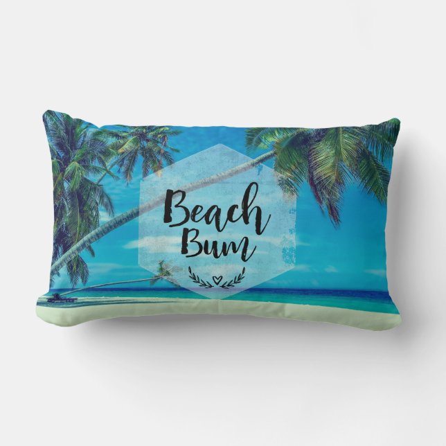 Coussin Rectangle Typographie De Bum De Plage Avec Palmiers Tropicau (Recto)