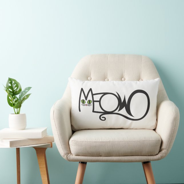 Coussin Rectangle Typographie de chat Miaou (Chaise)