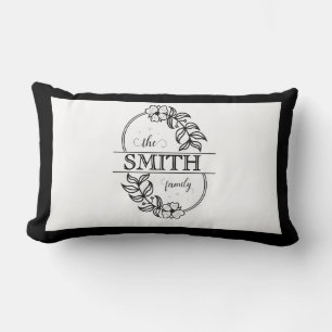 Coussin Rectangle Typographie de famille personnalisée florale minim