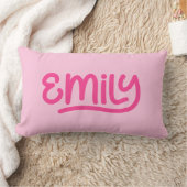 Coussin Rectangle Typographie de l'écriture manuscrite mignonne rose (Couverture)