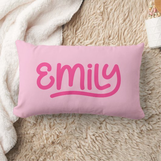 Coussin Rectangle Typographie de l'écriture manuscrite mignonne rose (Couverture)