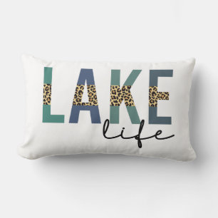 Coussin Rectangle Typographie d'impression de Lake Life Cheetah