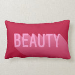 Coussin Rectangle Typographie Moderne beauté rose<br><div class="desc">Coussin rose avec un design abstrait moderne du mot "Beauté" avec un long dégradé d'ombre. Ajoutez une touche amusante à votre maison ou dortoir avec cette coussin moderne. *Veuillez noter que le filigrane Zazzle qui apparaît dans l'aperçu du zoom n'apparaîtra PAS sur le produit imprimé final. © Bois de rose...</div>