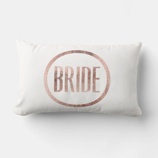 Coussin Rectangle Typographie rose de jeune mariée d'or de Faux chic (Recto)