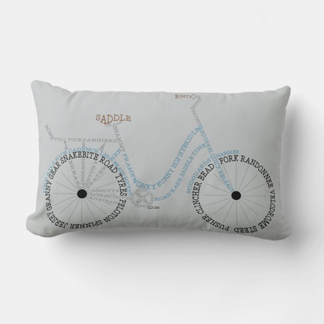 Coussin Rectangle Typographie Vélo Vélo Vélo Cushion vélo (Recto)