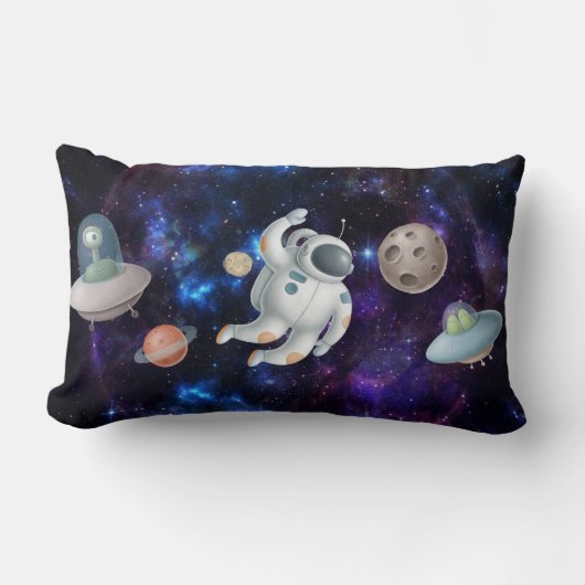 Coussin Rectangle Un astronaute dans l'espace OVNI alien navire garç (Recto)