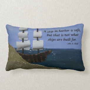 Coussin Rectangle Un bateau dans le port est citation inspirée sûr