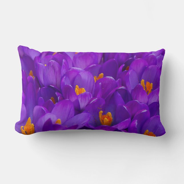 Coussin Rectangle Un champ de crocus violets (Recto)