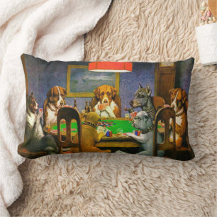 Coussin Rectangle Un chien dans le besoin Chiens jouant au poker