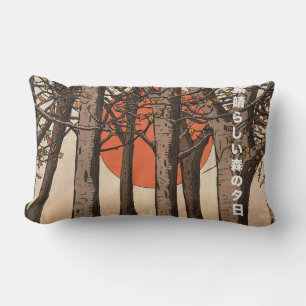 Coussin Rectangle Un coucher de soleil merveilleux en forêt