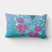 Coussin Rectangle Un design textile dynamique avec violet et turq (Verso)