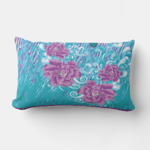 Coussin Rectangle Un design textile dynamique avec violet et turq