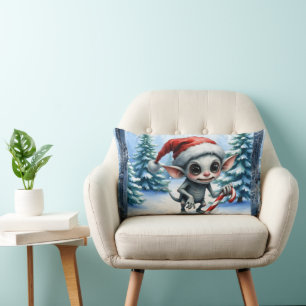 Coussin Rectangle Un elfe de Noël avec Sucre de canne.