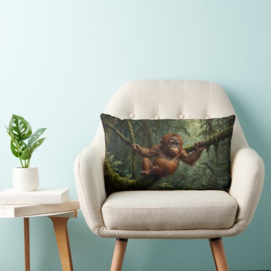 Coussin Rectangle Un jeune Orangoutan en forêt pluviale (Chaise)