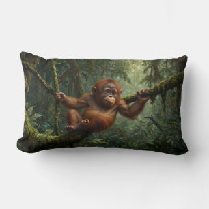 Coussin Rectangle Un jeune Orangoutan en forêt pluviale