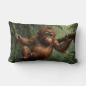 Coussin Rectangle Un jeune Orangoutan en forêt pluviale (Verso)