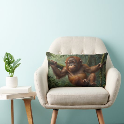 Coussin Rectangle Un jeune Orangoutan en forêt pluviale (Chaise)