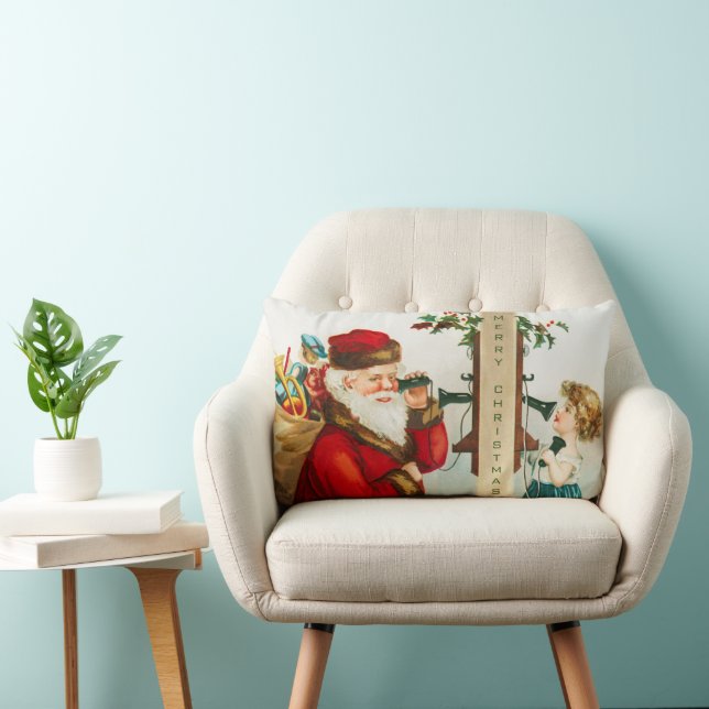 Coussin Rectangle Un joyeux Père Noël par Ellen Clapsaddle (Chaise)