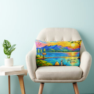 Coussin Rectangle Un lombaire avec un motif de peinture