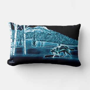 Coussin Rectangle Un Loup Sur Neige