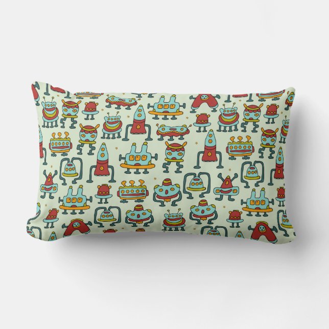 Coussin Rectangle Un motif de robots - aliens. illustration.  (Recto)