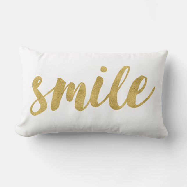 Coussin Rectangle Un Sourire Amusant Et Élégant En Or Décoratif (Recto)