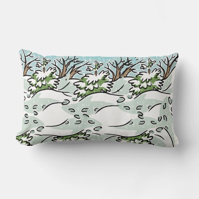 Coussin Rectangle Une forêt enneigée - (Recto)