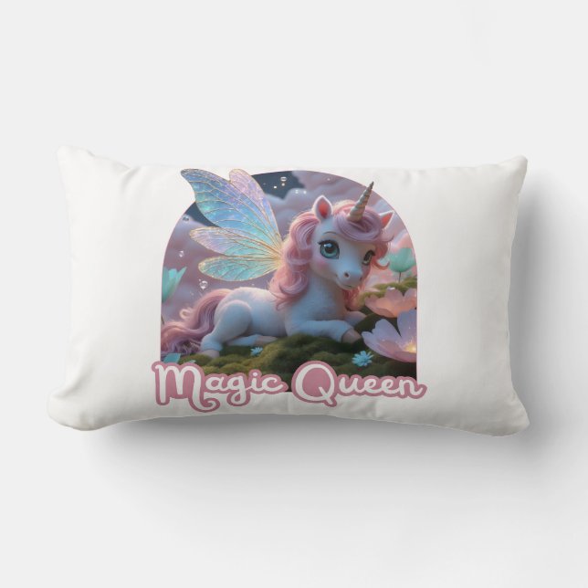 Coussin Rectangle Une licorne blanche aux ailes (Recto)