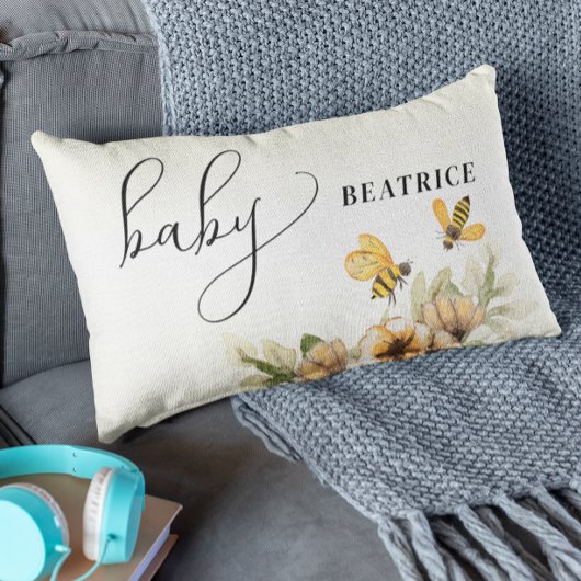 Coussin Rectangle Une petite Baby Shower abeille à miel