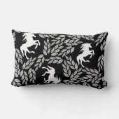 Coussin Rectangle Unicorne et motif floral tendance noir et blanc (Verso)