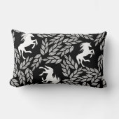 Coussin Rectangle Unicorne et motif floral tendance noir et blanc (Recto)