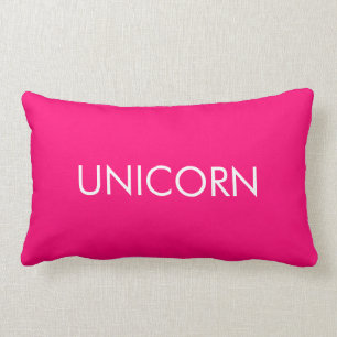 Coussin Rectangle "Unicorne" minimaliste rose chaud fuchsia blanc