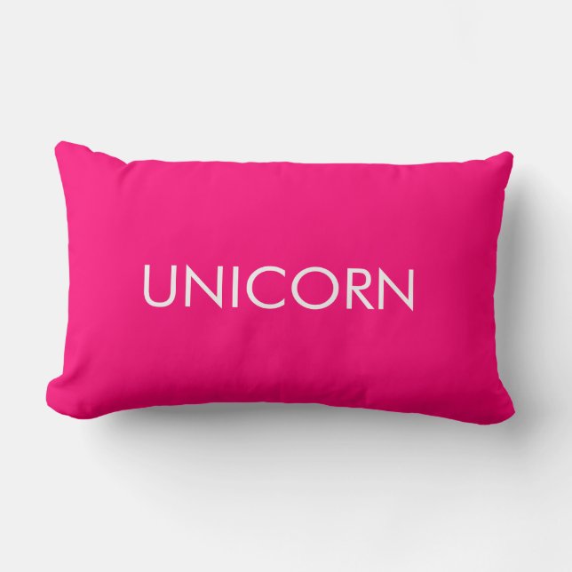Coussin Rectangle Unicorne rose chaud fuchsia blanc personnalisé min (Recto)