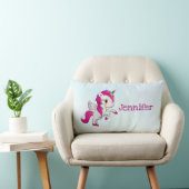 Coussin Rectangle Unicorne rose mignonne avec ailes (Chaise)