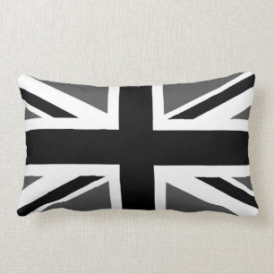 Coussin Rectangle Union Jack noir et gris