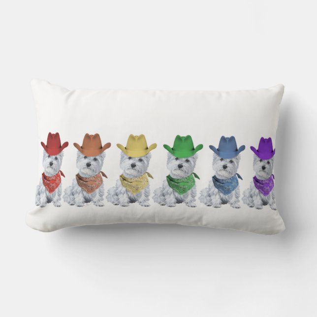 Coussin Rectangle Vachers Westie tous alignés (Recto)