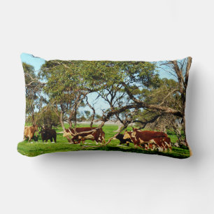 Coussin Rectangle Vaches Sur La Plage,