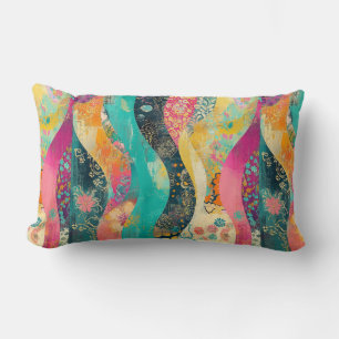 Coussin Rectangle Vague à fleurs multicolores