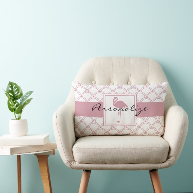 Coussin Rectangle Vague Art déco Flamant Rose (Chaise)