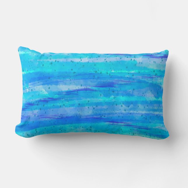 Coussin Rectangle Vagues Abstraites Bleues Aqua (Recto)